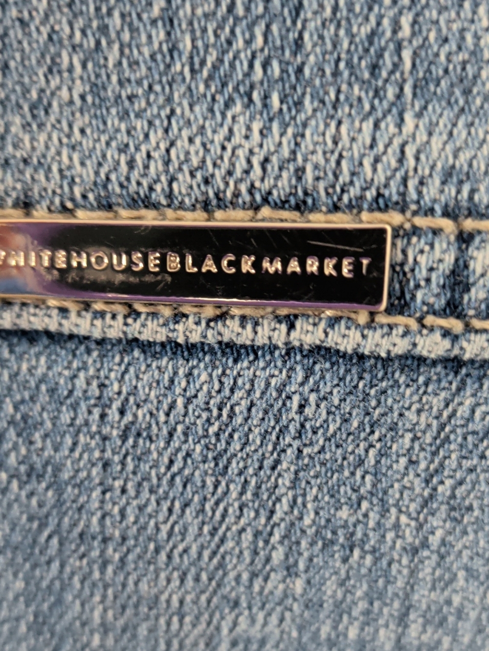 White House Black Market Classic Blue Denim Jacket with Lace-Up Sides - Picture 5 of 7